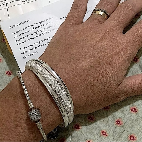 Sterling Silver Mesh Bangle Cuff Bracelet - Picture 10 of 12